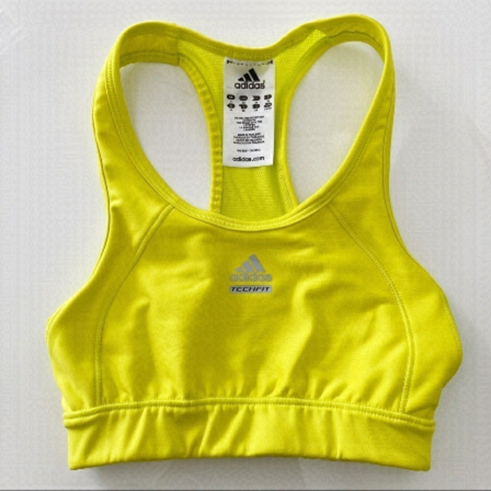 Adidas Techfit Neon Yellow Racerback Sports Bra Size XS